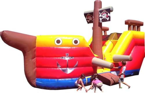 JumpOrange 15' Pirate Ship Bounce House Water Slide Combo Red