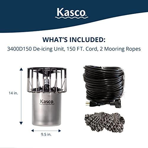 Kasco 3/4 HP Lake & Pond Deicer 120V with 150 Ft Power Cord Black