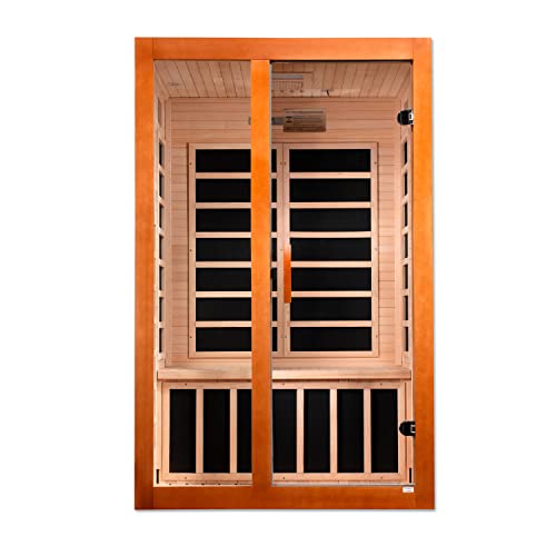 Dynamic Saunas Santiago Elite 2-Person Ultra Low EMF FAR Infrared Sauna Honey Stain Finish