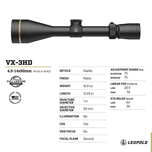 Leupold VX-3HD 4.5-14x50 CDS-ZL Duplex Reticle Riflescope Duplex CDS-ZL