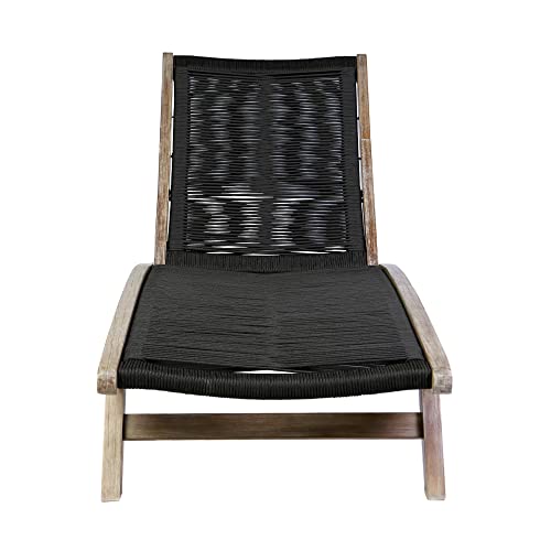 Armen Living Chateau Outdoor Patio Adjustable Chaise Lounge Chair Charcoal Rope and Eucalyptus