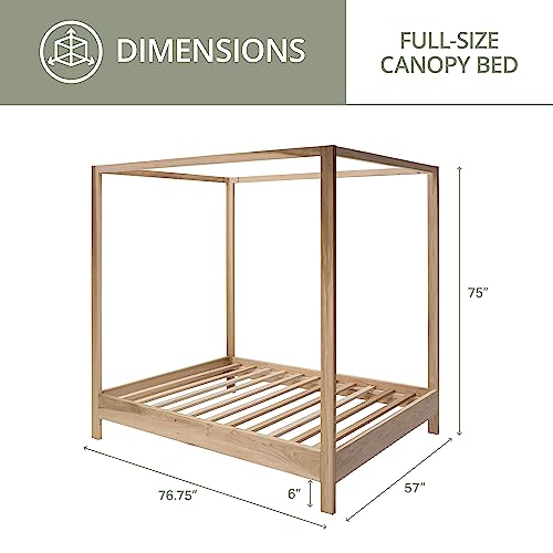 American Furniture Classics Full Canopy Bed with Raised Platform Unfinished Poplar