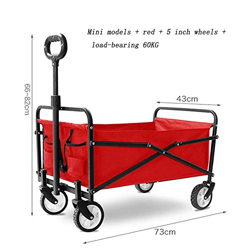 5sssallefaa Folding Trolley Cart Portable Garden Wagon 60 Kg Capacity Red