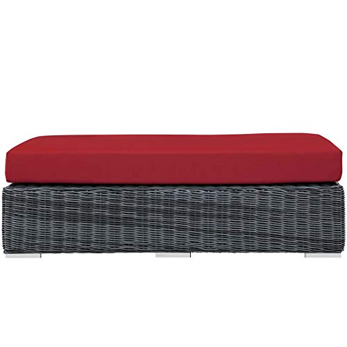 America Luxury - Outdoor Modern Contemporary Patio Lounge Chair Ottoman Rattan Wicker Red