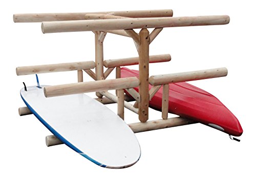 Log Kayak Rack 1 Paddle Boat Plus 2 Canoes Plus 2 Kayak or SUP Rack Natural