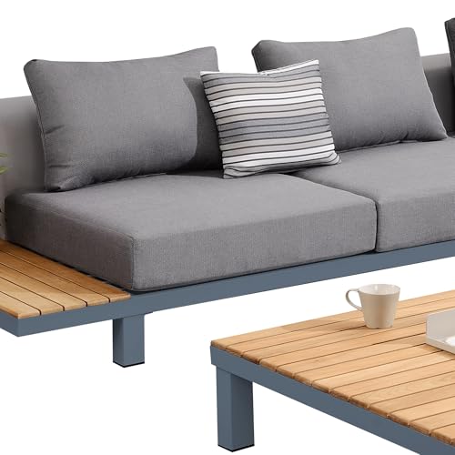 Armen Living Polo Outdoor Set Dark Grey Grey Powder Coat Finish