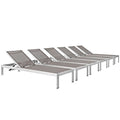 Modway Shore Aluminum Textilene Mesh Outdoor Patio Chaise Lounge Chairs Grey