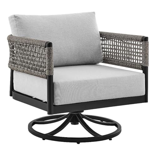 Afuera Living Modern Aluminum Outdoor Swivel Rocking Chair Black