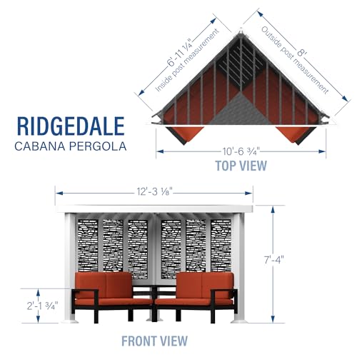 Backyard Discovery Ridgedale 12' x 8' Modern Galvanized Steel Cabana Pergola with Seating and Shade Sail, Terra Cotta Cushions