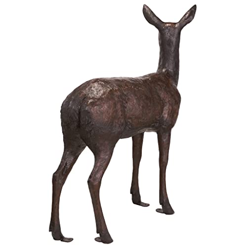 Design Toscano Standing Doe Deer Cast Bronze Garden Statue Brown