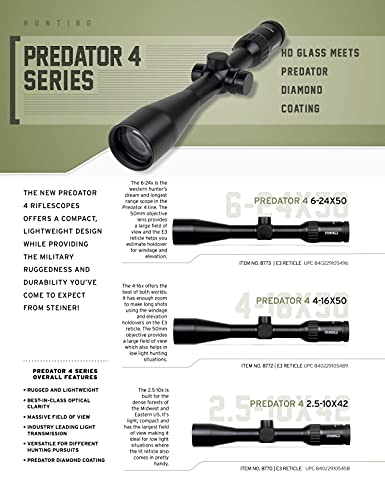 Steiner Predator 4 4-16x50mm E3 Reticle Scope Multi