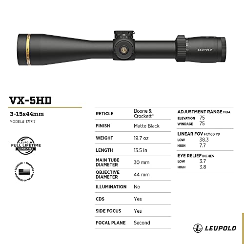 Leupold VX-5HD 3-15x44 CDS-ZL2 Side Focus Riflescope Boone & Crockett