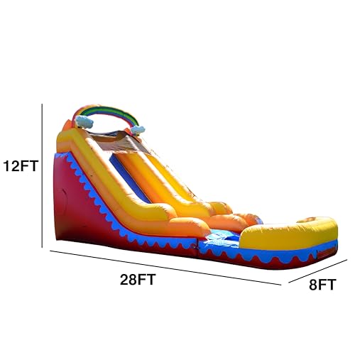 JumpOrange Commercial Inflatable 18' Rainbow Cloud Water Slide with Air Blower