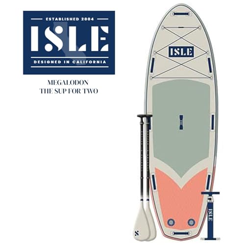 ISLE Surf and SUP Megalodon Inflatable Paddle Board Bundle 15' Seafoam/Peach