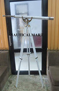 NauticalMart Floor Standing Anchormaster Telescope 65" Brushed Nickel White