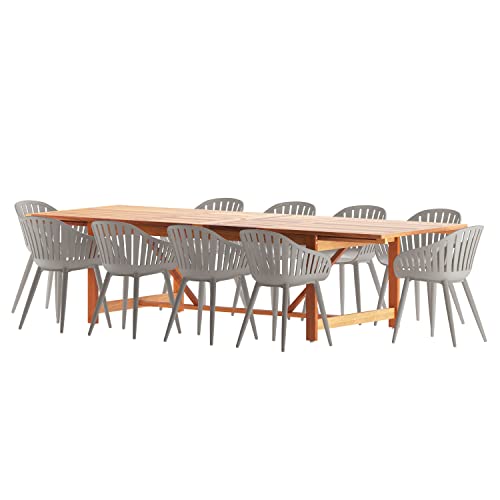 International Home Miami Amazonia 11-Piece Rectangular Patio Dining Set with Grey Aluminium Chairs
