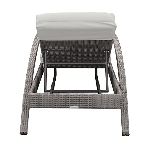 Armen Living Aloha Outdoor Patio Chaise Lounge Chair Gray Aluminum Wicker with Gray Cushion
