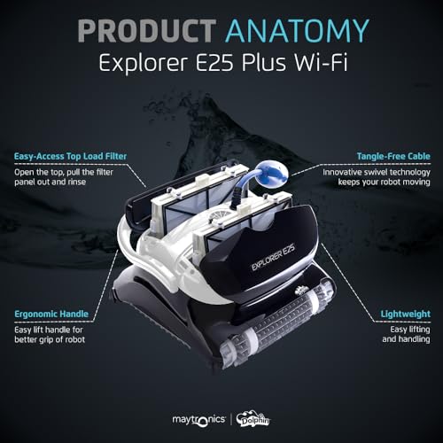 Dolphin Explorer E25 Wi-Fi Robotic Pool Vacuum Cleaner Black