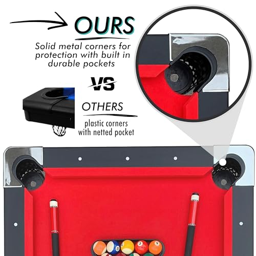 Freetime Fun Portable Pool Table Set Red, Black