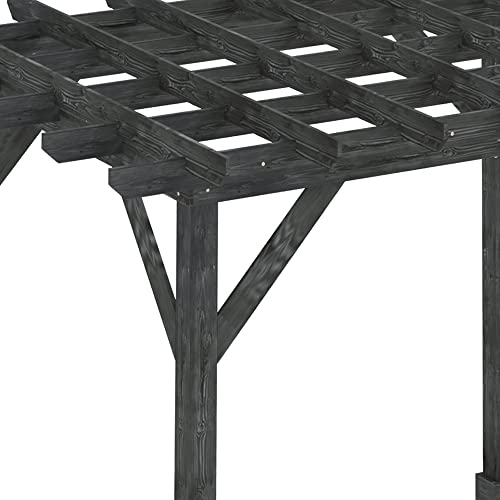 Outsunny 12' x 10' Weather-Resistant Cedar Wood Patio Pergola Black