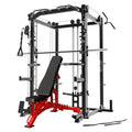 RitKeep Fitness PMAX-4550 Black Combo Smith Machine Training System Red Bench