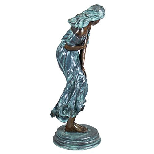 Design Toscano The Windblown Maiden Cast Bronze Garden Statue Two Tone Bronze & Verdigris