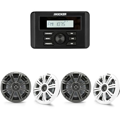 KICKER Marine Gauge-Style Source & 6.5" Speakers Bundle