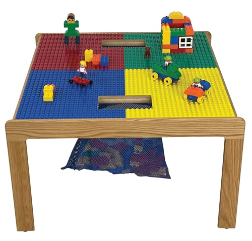 Fun Builder Table Compatible with DUPLO Blocks 32"x32" Premium Series Red Yellow Blue Green