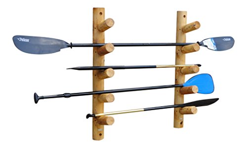 Log Kayak Rack 5 Slot Paddle Board and Fishing Pole Log Rack Natural