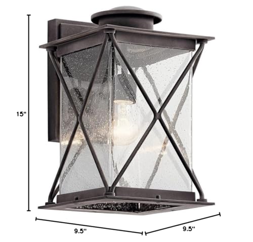 Kichler Argyle 15" LED Outdoor Wall Light with Clear Seeded Glass Weathered Zinc