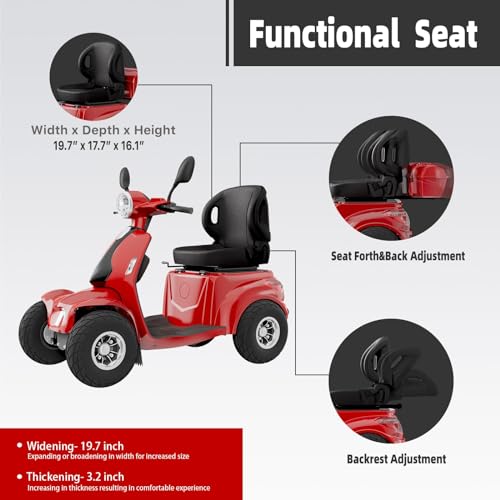 LAGTOM Electric Golf Cart & Mobility Scooter 1000W Candy Apple Red