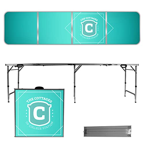 Uberpong Custom Drink Pong Table, Laminated Surface, Adjustable Legs, 2x8 Feet, Multicolor