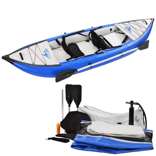 WnewTools 12FT Inflatable 2-Person Touring Boat Set with Paddle & Air Pump