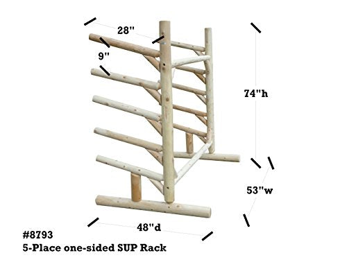 Log Kayak Rack 5 Place 1 Sided SUP Natural