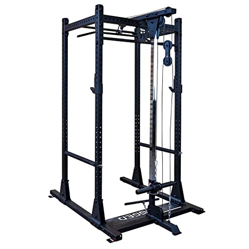 Rugged Strength & Fitness Power Rack with Lat Attachment Black