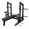 Valor Fitness Competition Bench Press Rack with Safety Spotter Bars Black