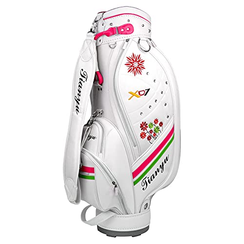 ACXZ Women's Floral Embroidered Golf Staff Carry Bag White