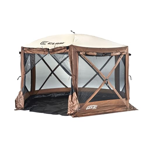 CLAM Pop Up Screen Tent & Shelter, Outdoor Camping Gazebo Canopy 12.5' Brown