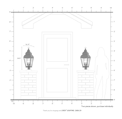Livex Exeter 3-Light Outdoor Post Head Vintage Pewter