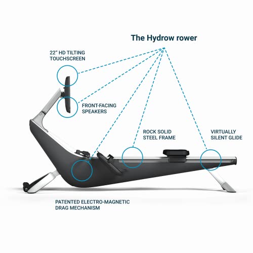 Hydrow Rowing Machine with Immersive 22" HD Rotating Screen Black/Silver
