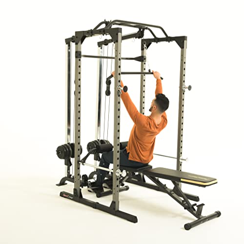 Fitness Reality Cable Cross Over and LAT Pulldown Combo Attachment for Power Cage Grey