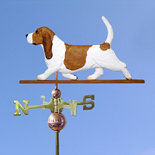 Basset Hound Hand Carved & Painted Weathervane Red/White 22 Inch