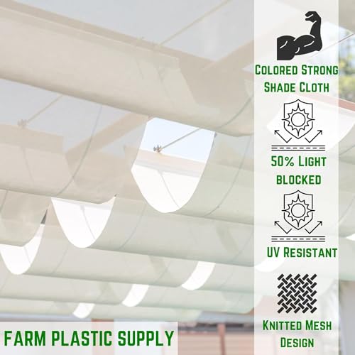 Farm Plastic Supply White Shade Cloth 50% Mesh Fabric 20' x 200'