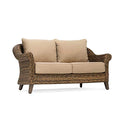 Winston Cayman Loveseat Heritage Brown Frame Seagrass Weave Sunbrella Canvas Heather Beige