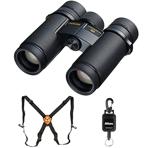 Nikon 8x30 Monarch HG Binoculars Bundle with Bino-System Harness and Rangefinder Tether Black