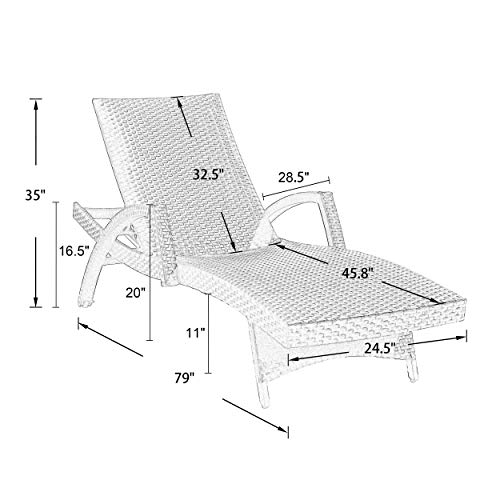 Iwicker Aluminum Outdoor Chaise Lounges Set of 2 Dark Brown