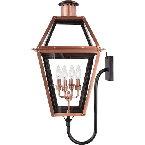 Quoizel Rue De Royal Charleston Outdoor Wall Lantern 29.5 Inch 4-Light Aged Copper