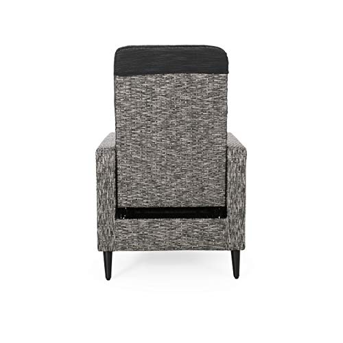 Christopher Knight Home Murdock Outdoor Recliner with Cushion Wicker Mixed Black/Dark Gray Set of 2
