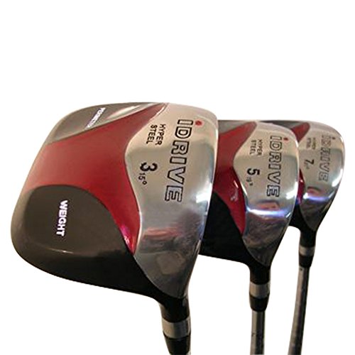 iDrive Men's Red Square Anti-Slice Draw Golf Fairway Wood Set Black