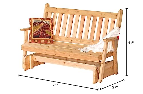Furniture Barn USA Outdoor Cedar 6' Traditional English Glider Natural Stain
